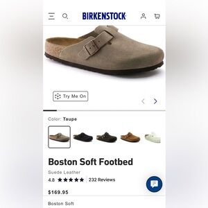 Birkenstock Boston Suede Leather Loafers - Taupe: Size 40. READ DESCRIPTION!